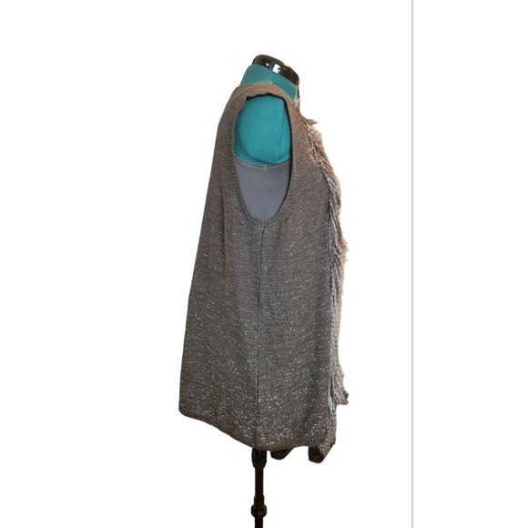 Ruby Rd. Womens Bonne Soiree Faux Fur Trimmed Sweater Vest GunMetal Size Large - Picture 2 of 7
